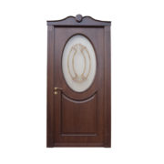 porta marrone scuro e vetro ovale